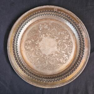 Vintage WM Rogers Silver Decorative‎ Platter 12" Serving Tray
